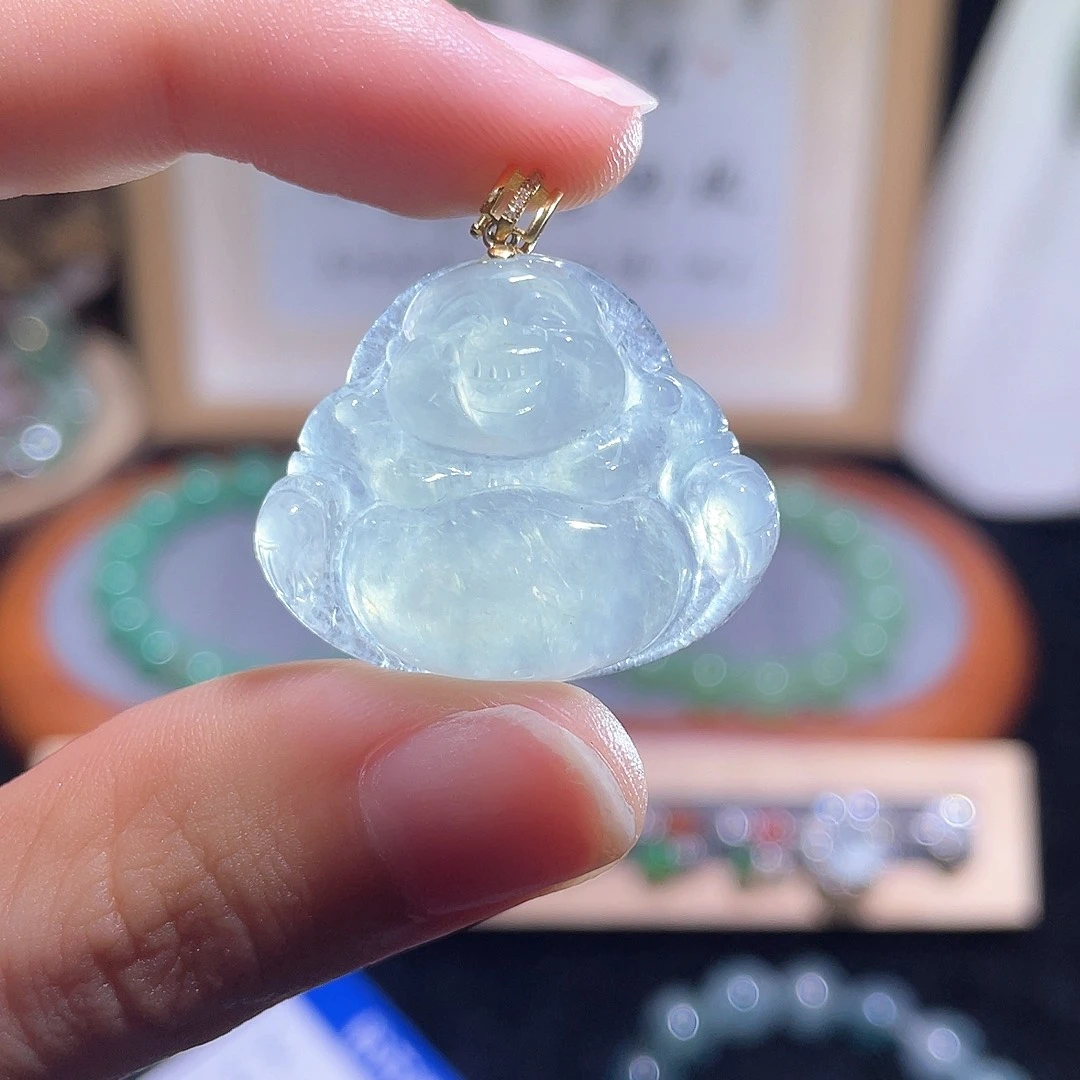 定制翡翠18K金镶嵌佛公