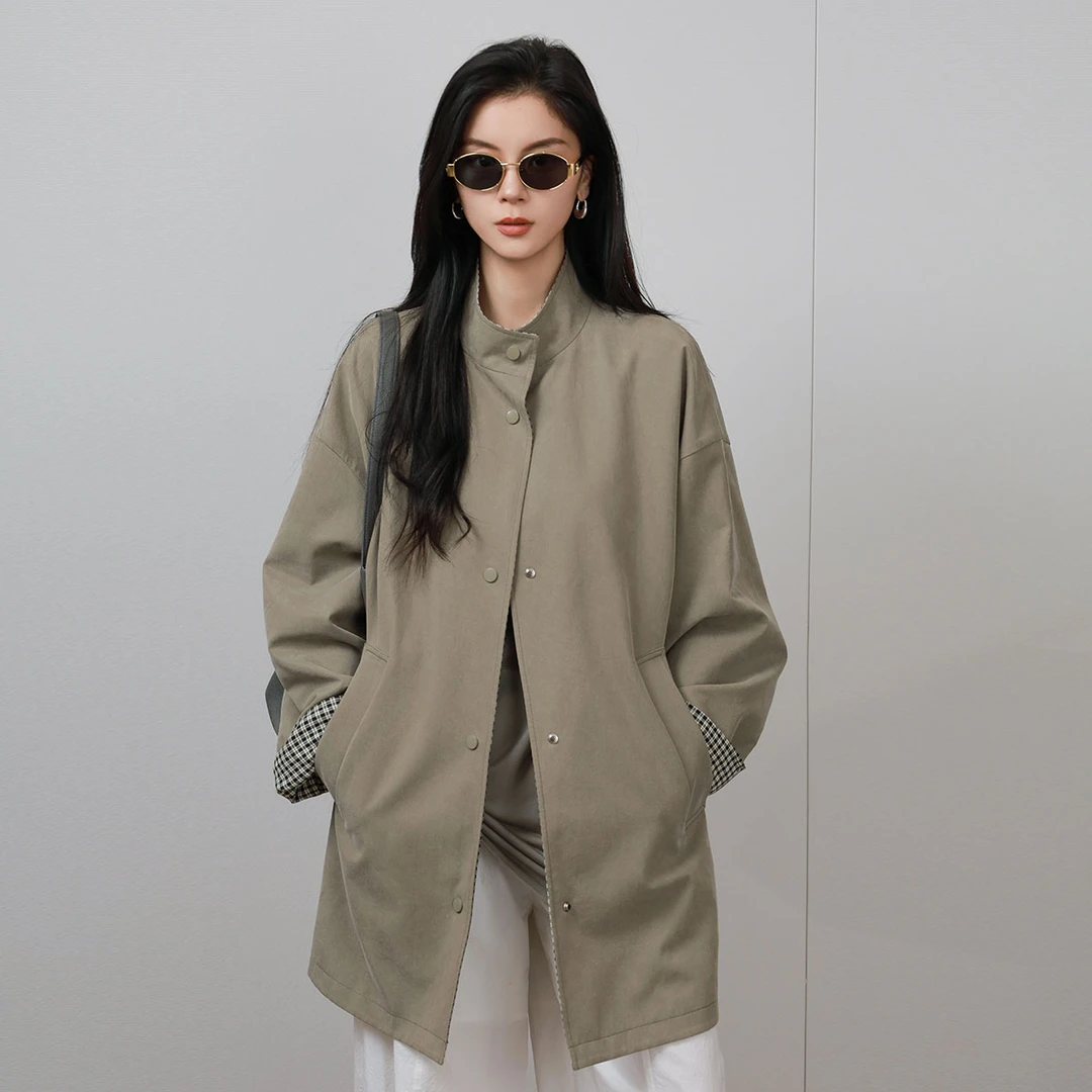 LA MAISON ONE 极简秋冬经典复古风衣外套L253F004