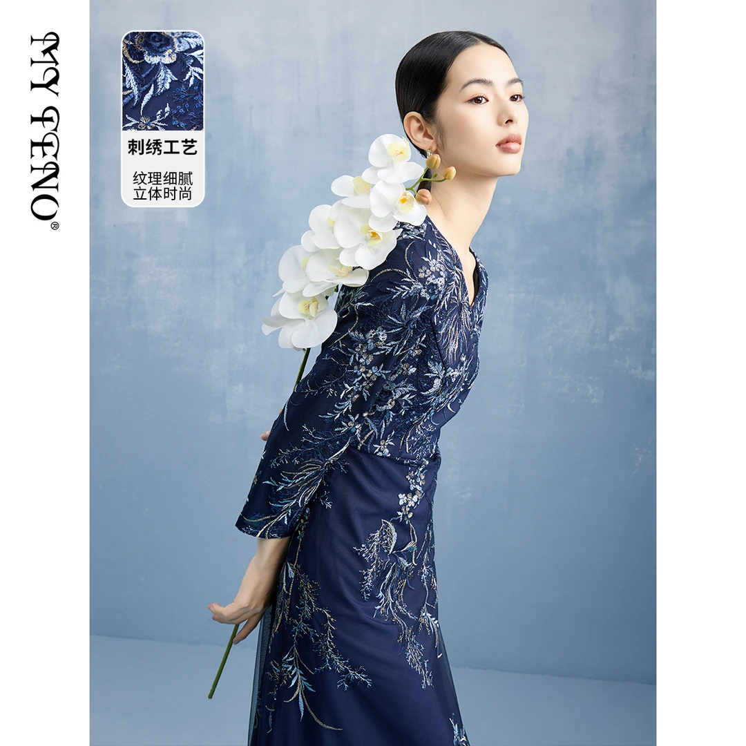 【马天奴】连衣裙长袖时尚复古设计师VDS192DRX0