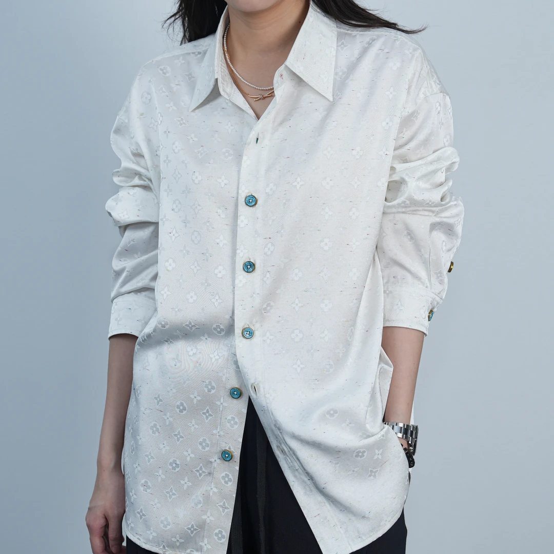 【高定3093】棉衬衫秋季休闲百搭男女同款圆领S253093