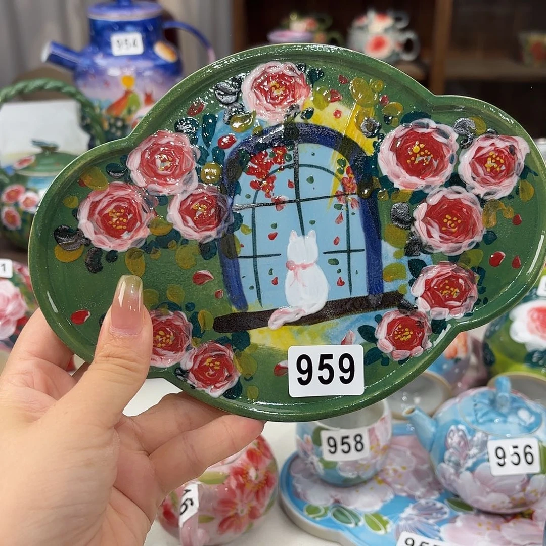 景德镇手绘高温釉下彩陶瓷茶具