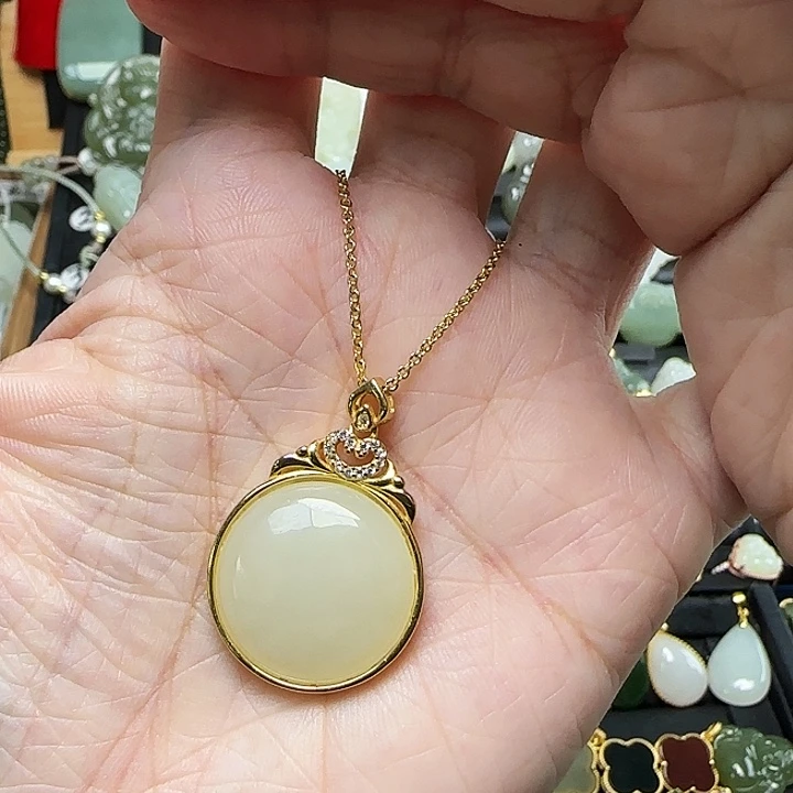 颈饰银S925镶嵌和田玉