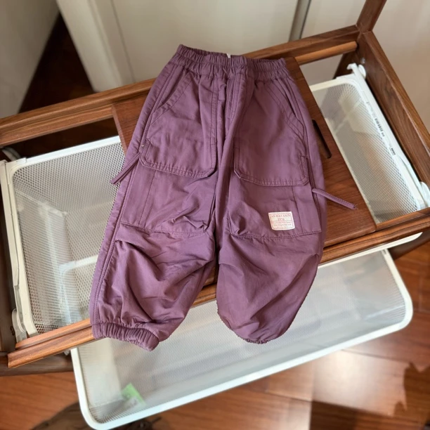 【编号P429】63303-07-儿童斜插口袋加绒休闲裤紫色-ZZA