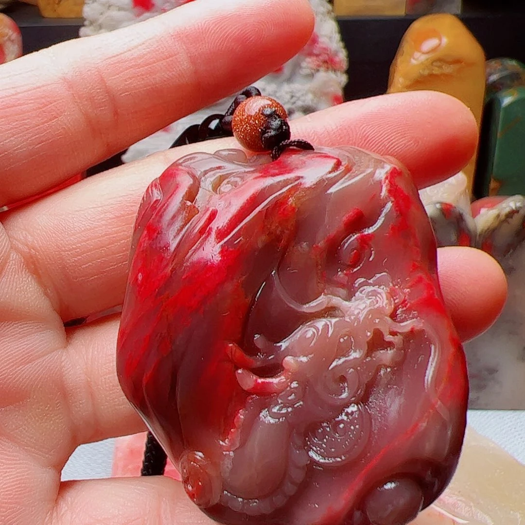 鸡血石昌化鸡血石手把件