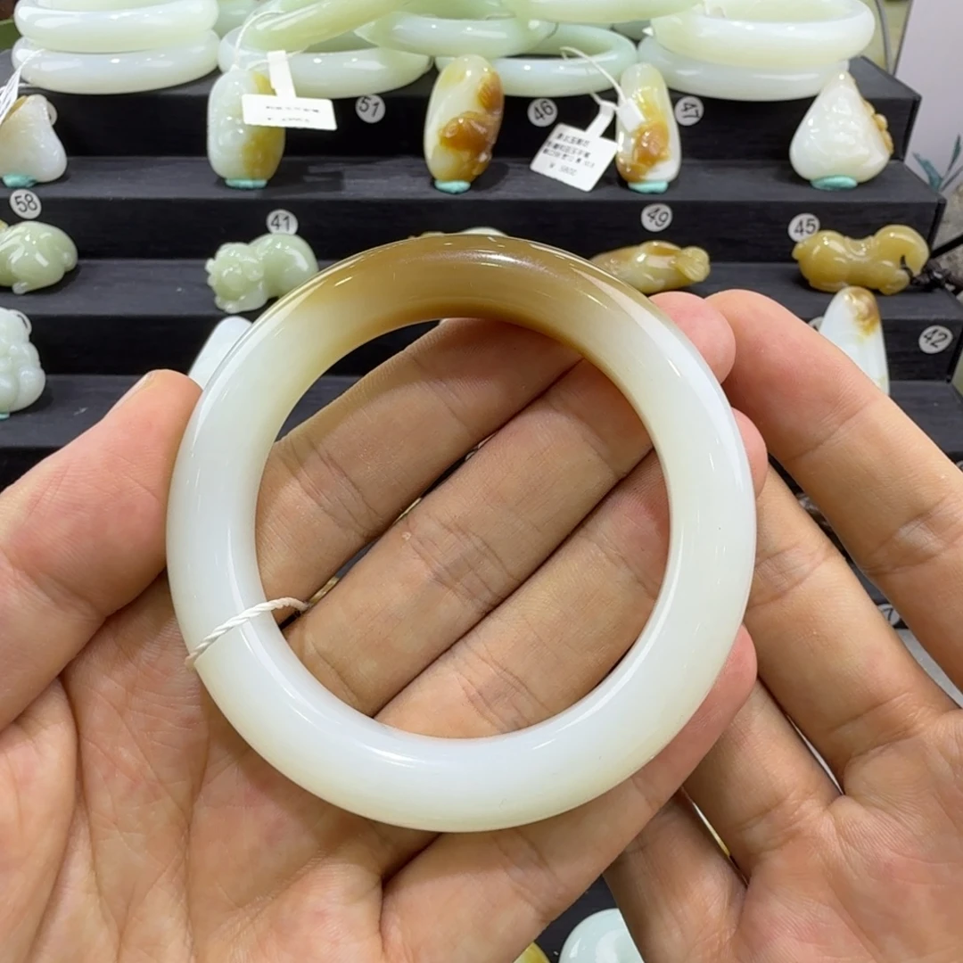 和田玉未镶嵌手镯新疆和田玉手镯圈口54
