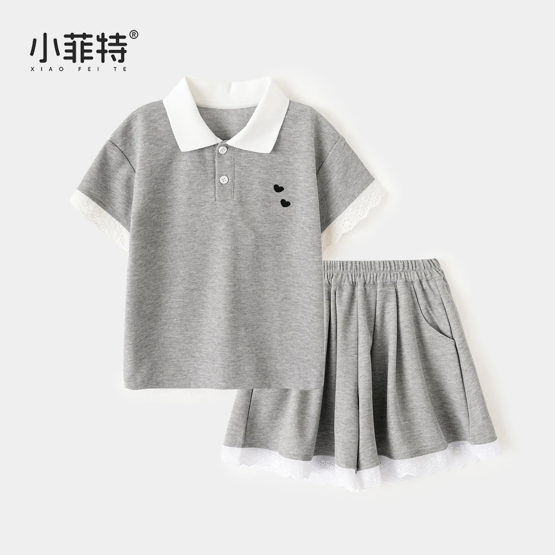 小菲特夏季新款女童韩版套装儿童polo衫短袖短裤两件套YNTX50594