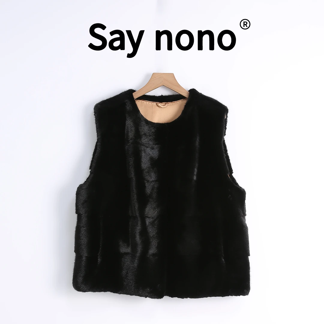 懒猫nono│Saynono 轻奢皮草＿进口天鹅绒短二水貂马甲-XS913