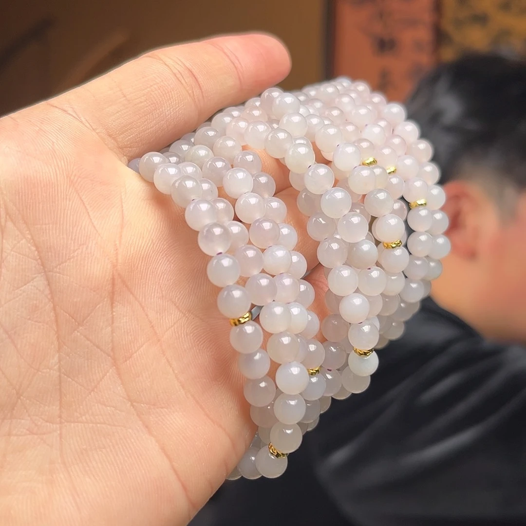 和田玉手串未镶嵌烟紫冰底单圈拍一发一多样性发货