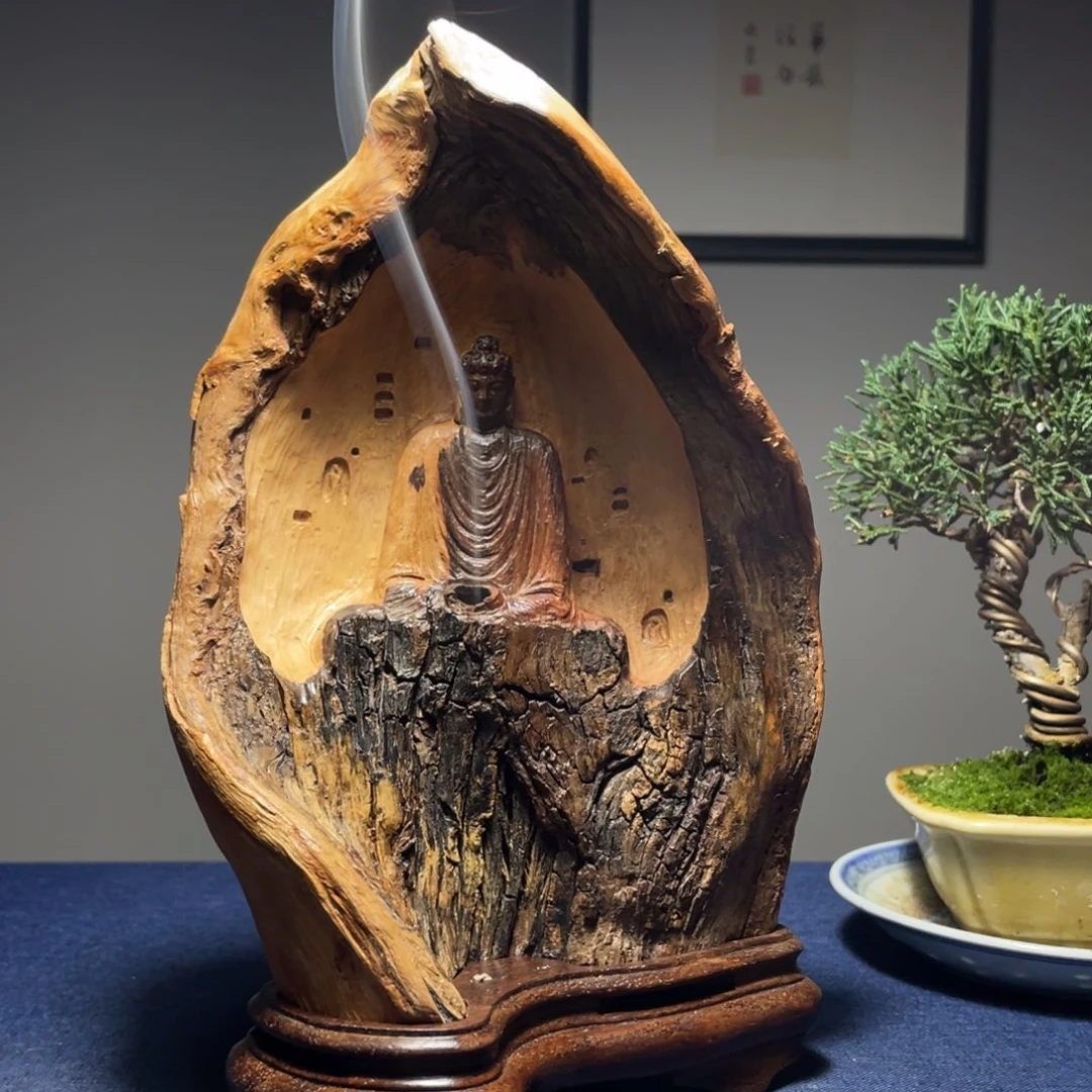 木桃**。荔枝木香炉工艺品