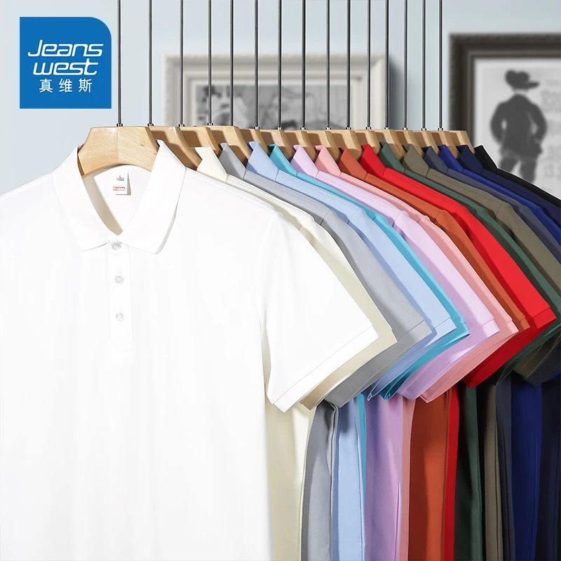 Jeanswest/真维斯男士商务休闲POLO衫夏季薄款修身百搭翻领短袖男