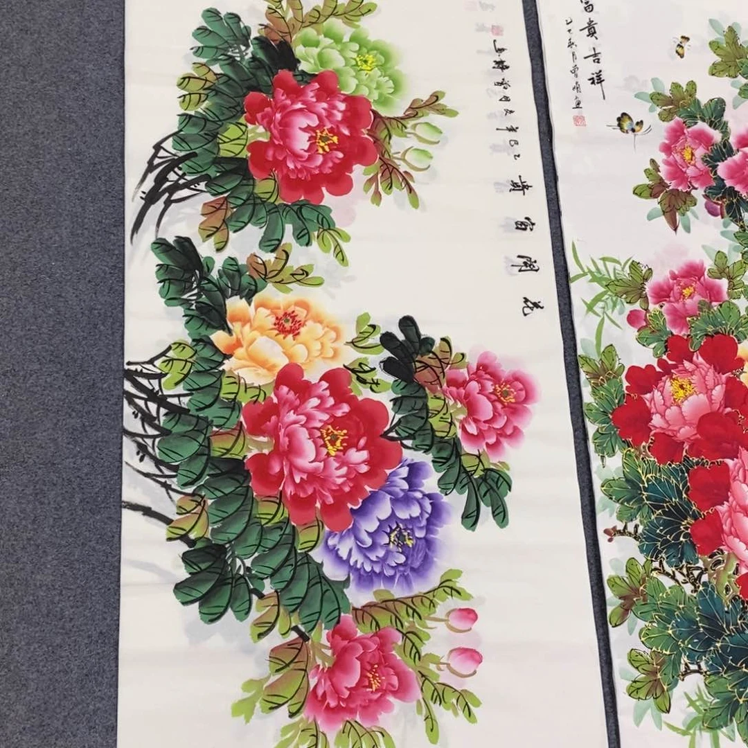 国画尺寸140✖️70四尺手绘牡丹花