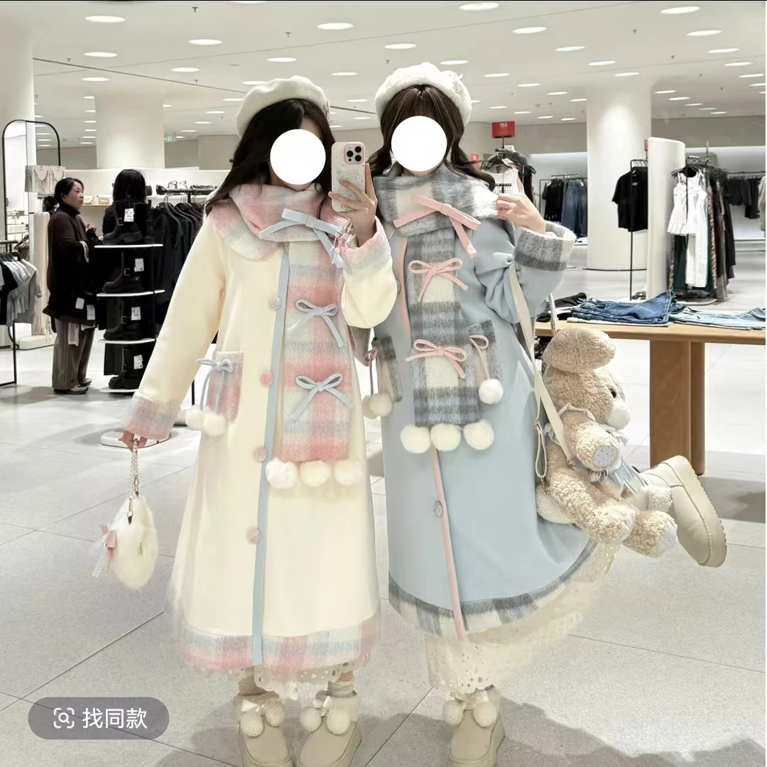 【源头厂家】北海道初雪温柔甜美多巴胺毛呢大衣女冬季显瘦女