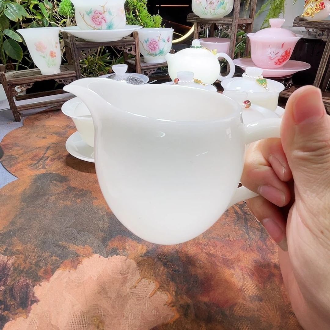 璞玉带把手公道杯200ml