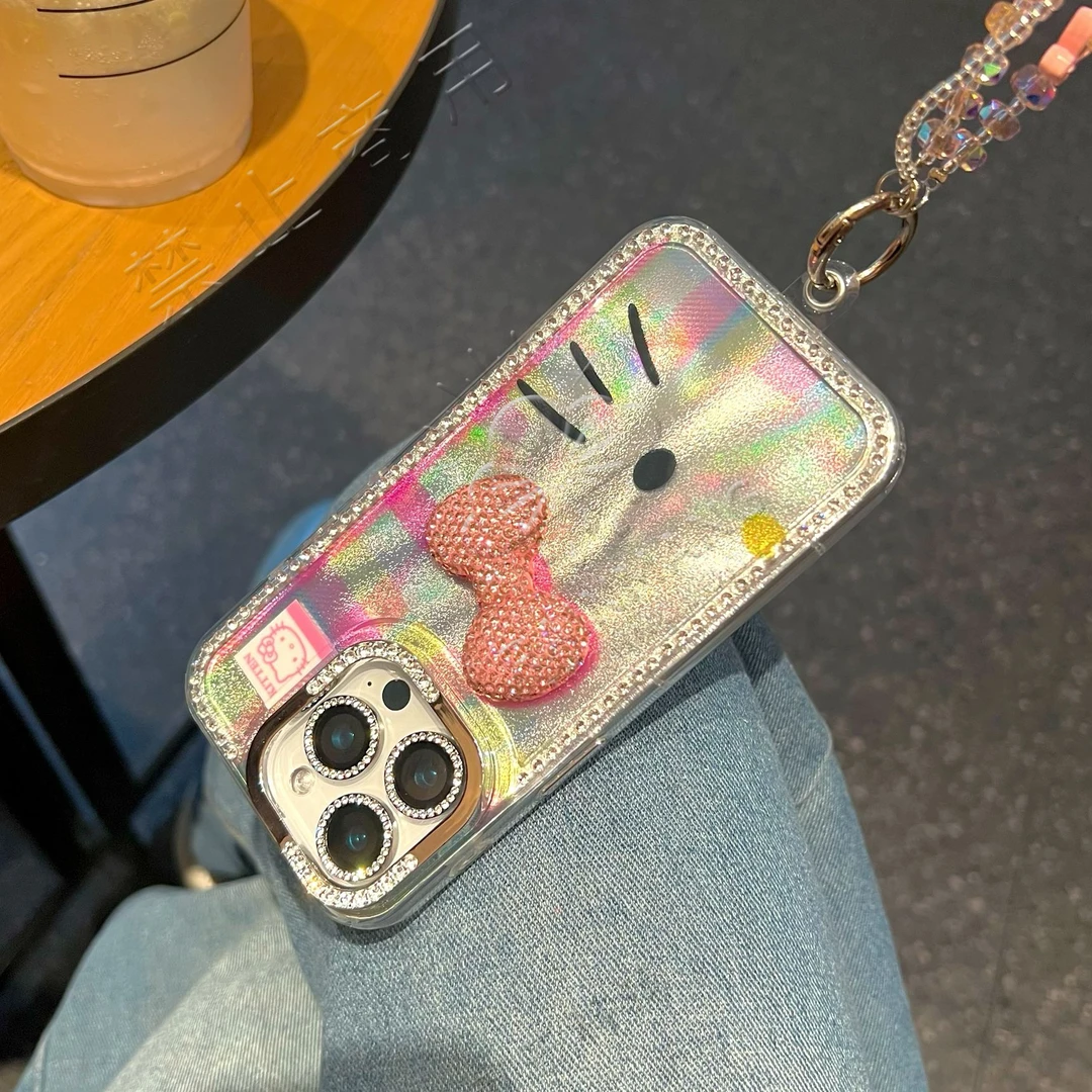 【KT猫蝴蝶结】闪钻边iphone17ProMax适用于手机壳苹果15女14/13 16