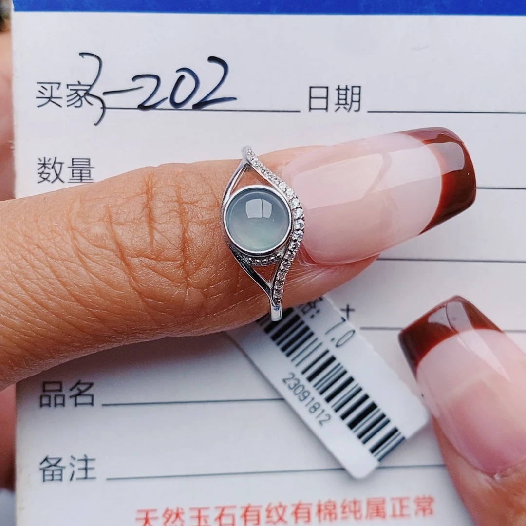 翡翠戒指银S925镶嵌戒指
