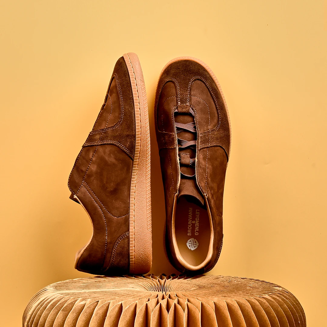 5R46时尚真皮复古男鞋耐磨牛筋底鞋子一脚蹬懒人鞋拼色休闲皮鞋