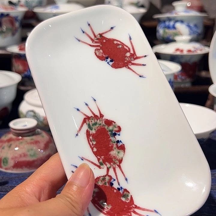 摆件原矿青花釉里红瓷器