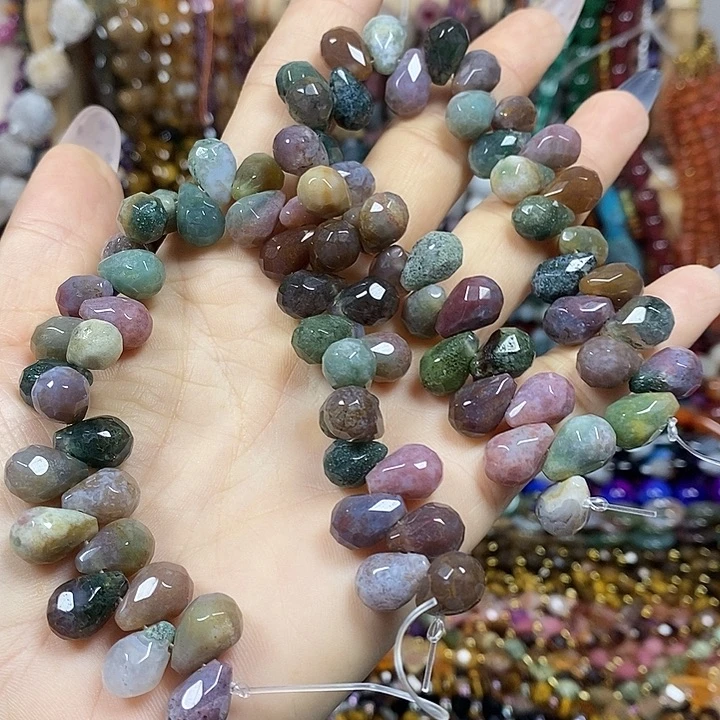 玛瑙/玉髓未镶嵌珠宝半成品天然玛瑙切面水滴卡8*11mm短款