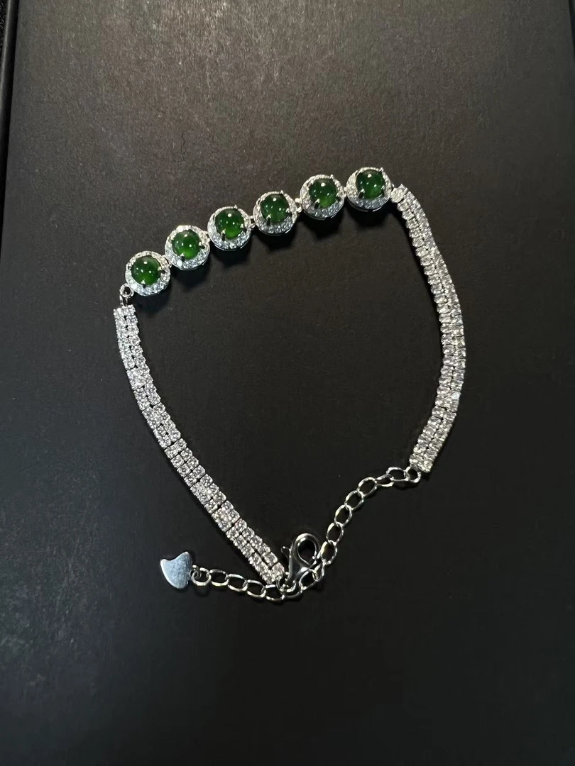 C2263阿艳专属S925银镶嵌翡翠手链
