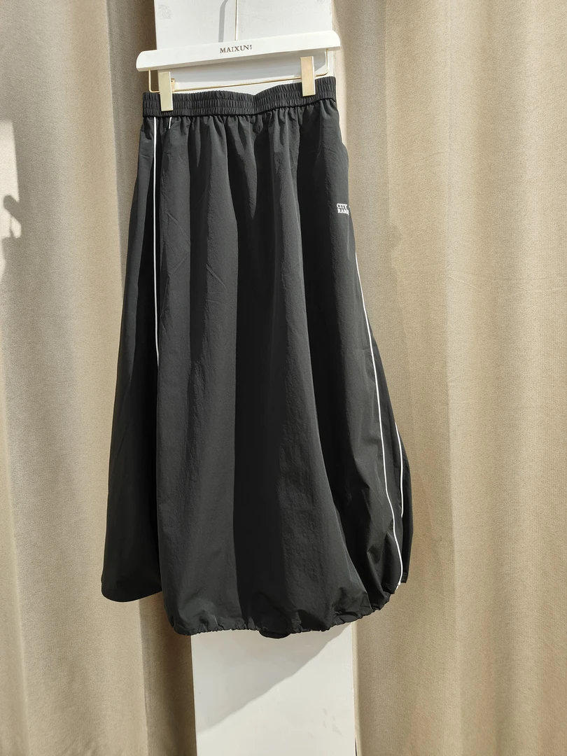 麦寻专柜长款半裙休闲百搭夏季显瘦松紧腰高腰