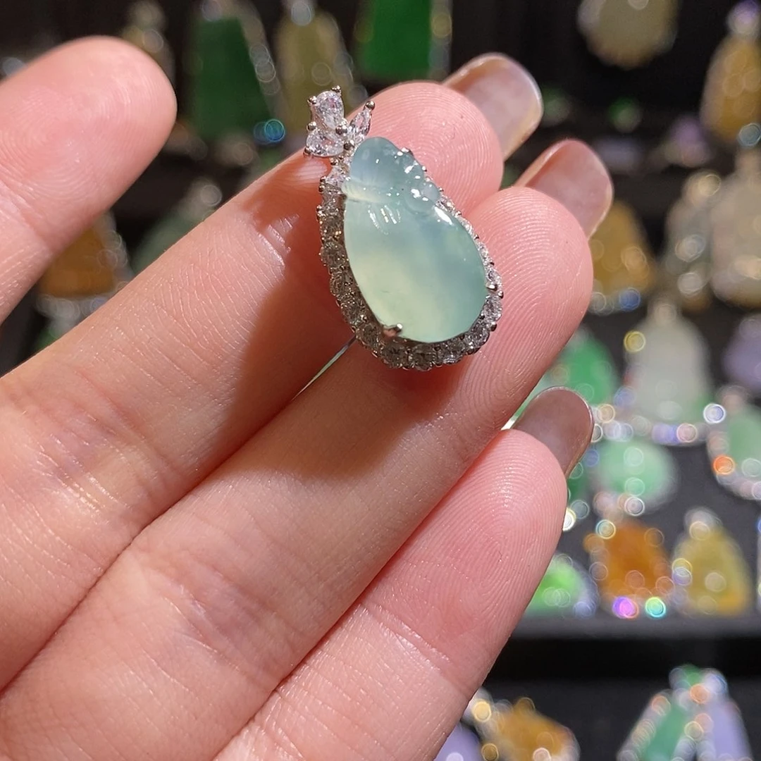 颈饰银S925镶嵌翡翠天然翡翠