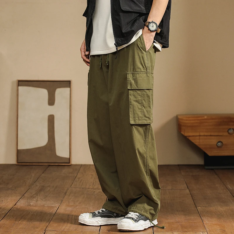 日系轻工装裤男士休闲裤直筒百搭春夏复古宽松港风韩版薄款大口袋