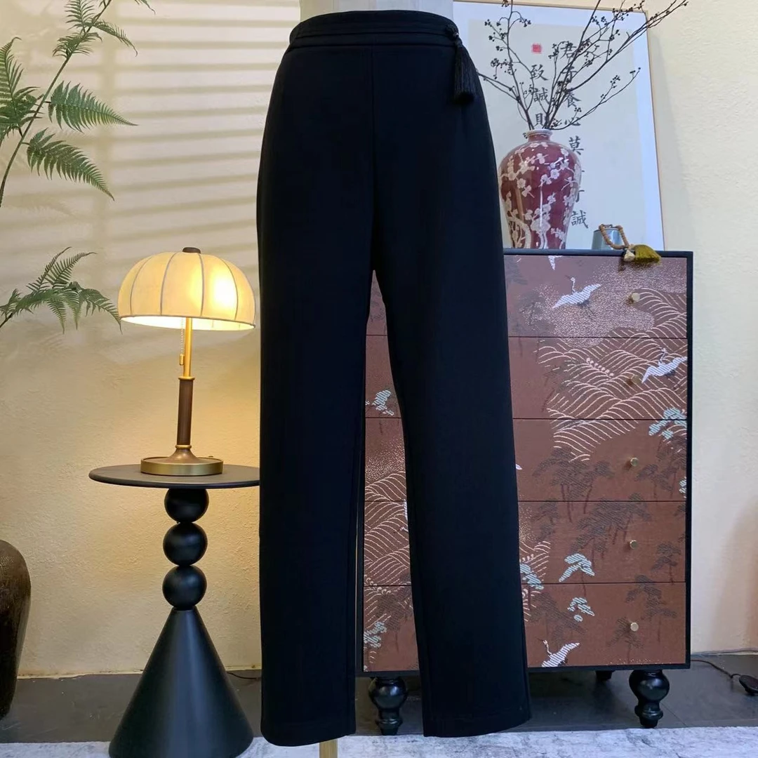 知羽.香云 秋冬新品国风大牌感加绒厚款显瘦百搭小脚裤ZY6861