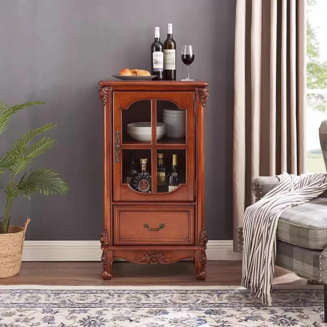 年货福利美式家用酒柜实木酒柜高端客厅酒柜单双门室内酒柜经典款