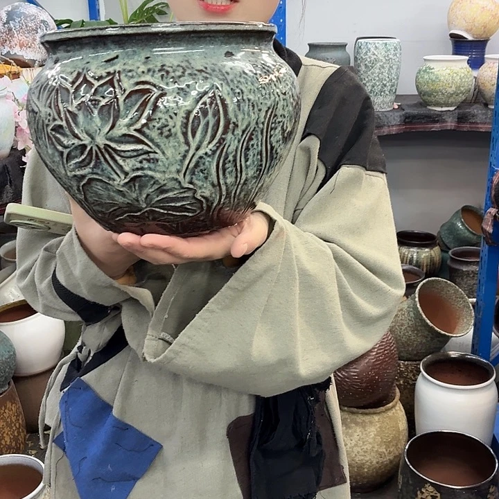 19×16 -粗陶花盆有孔-买买买