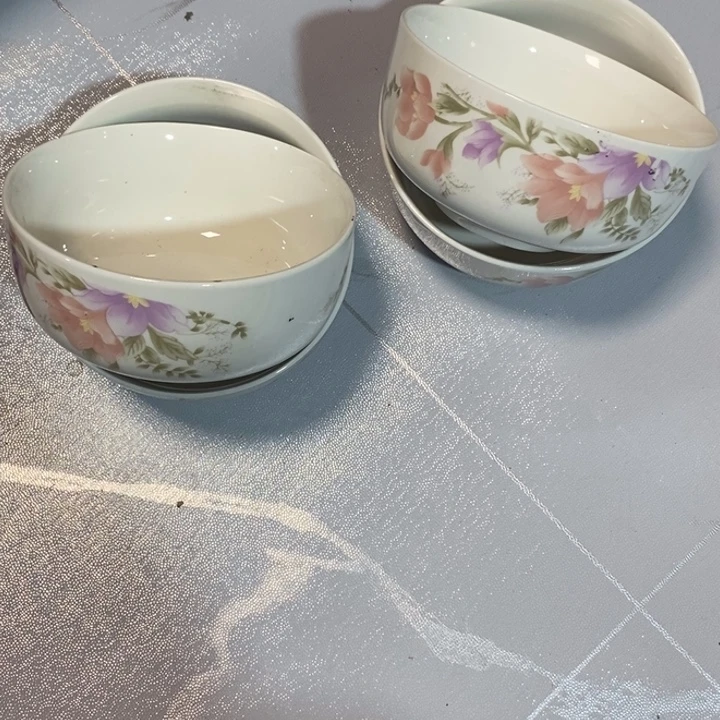 风***.瓷片釉上彩面碗4个