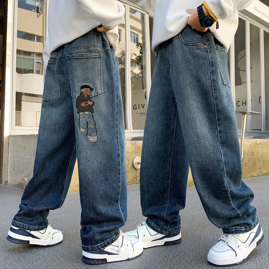 【耀选专属】~男童秋季韩版百搭牛仔裤中大童酷帅宽松休闲直筒10283