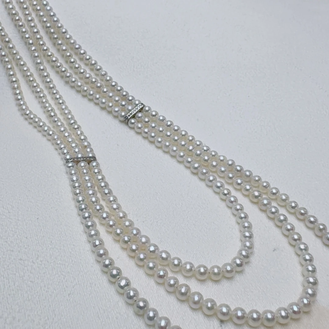 毛衣链银S925镶嵌淡水珍珠@@bc173