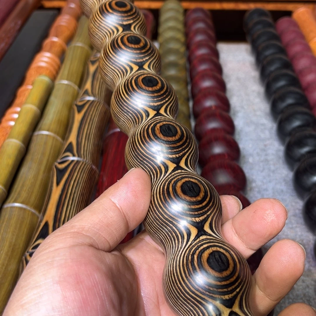 清***影大果紫檀（缅甸花梨）斑马木葫芦棍