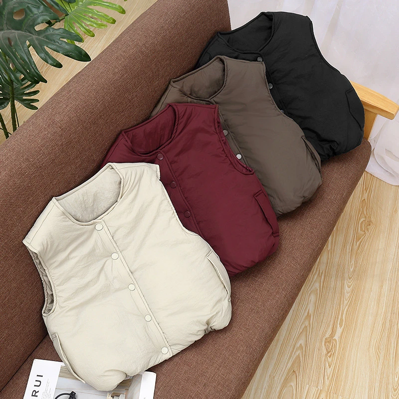 2025秋冬新款纯色儿童马甲男女童纯色背心中小童宝宝厚马