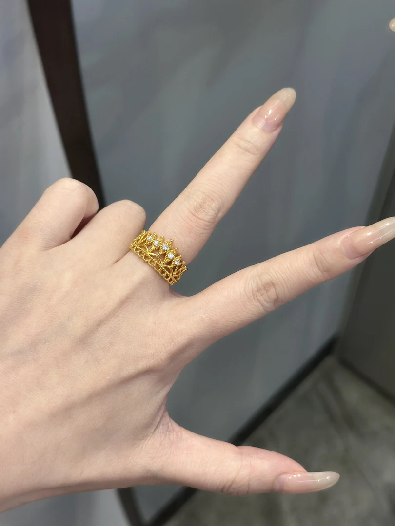 999足金5G工艺黄金皇冠戒指