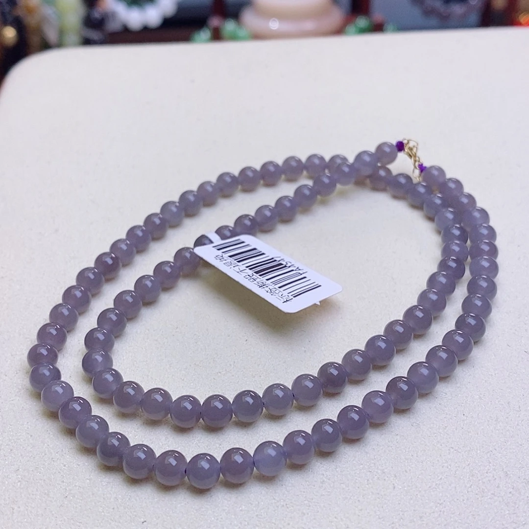 和田玉未镶嵌挂件高冰浓烟紫金镶项链5.5MM