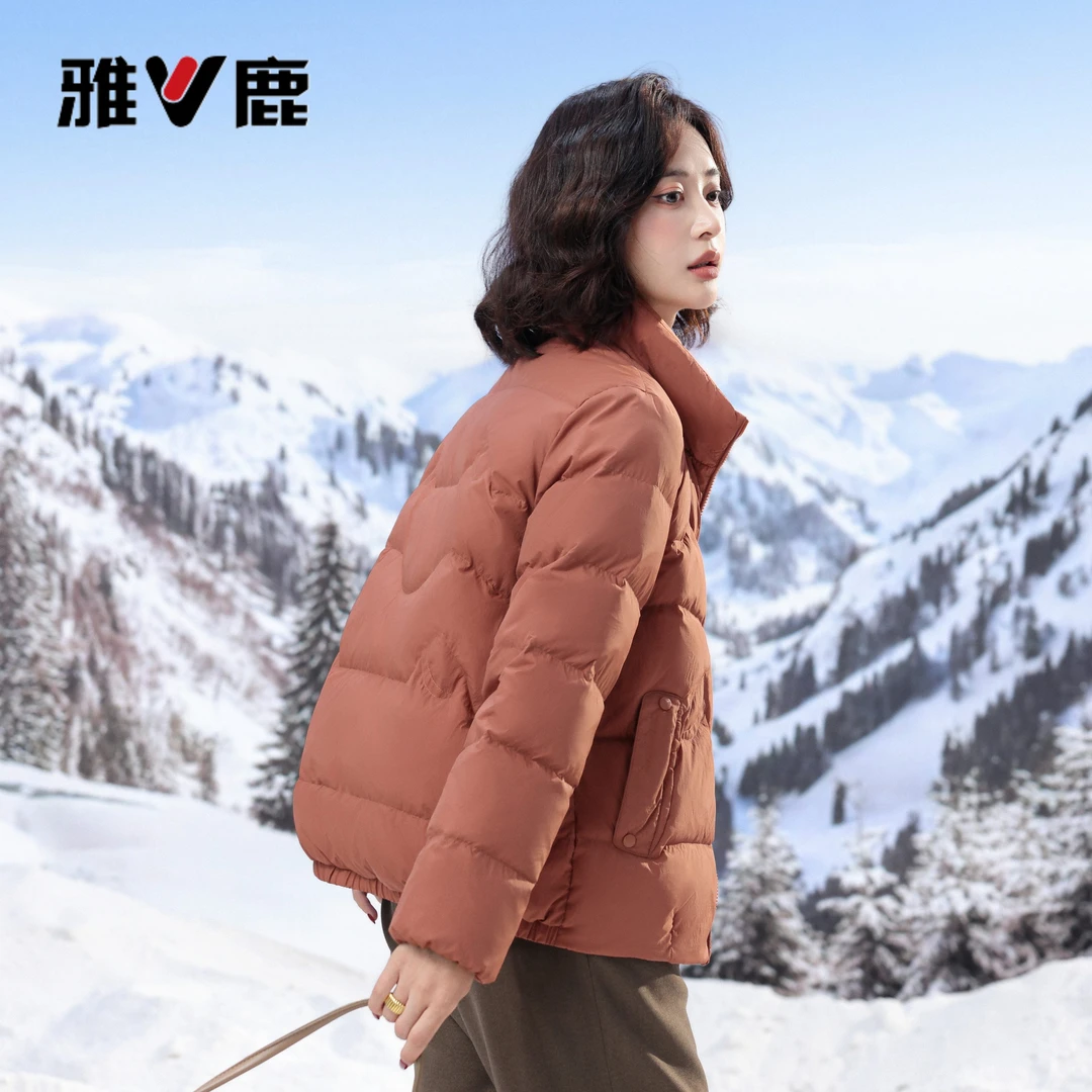 V/雅鹿YLT01B09360经典90%白鸭绒羽绒服短款加厚女装外套