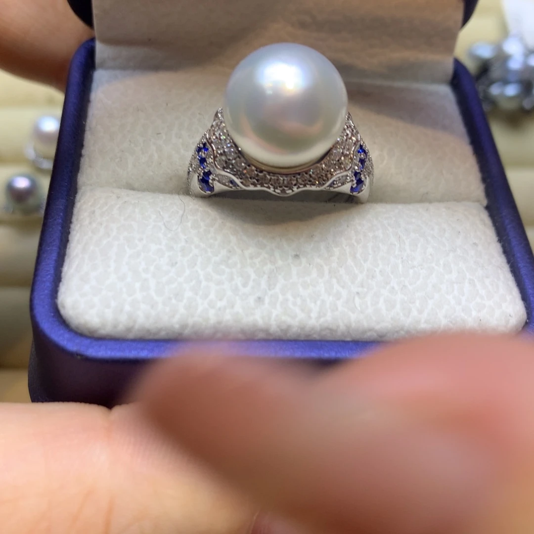 银S925镶嵌戒指海水珍珠