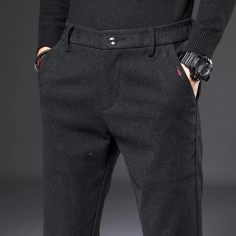 男士休闲裤秋季修身裤子男磨毛呢2025秋款小脚时尚商务新款男裤