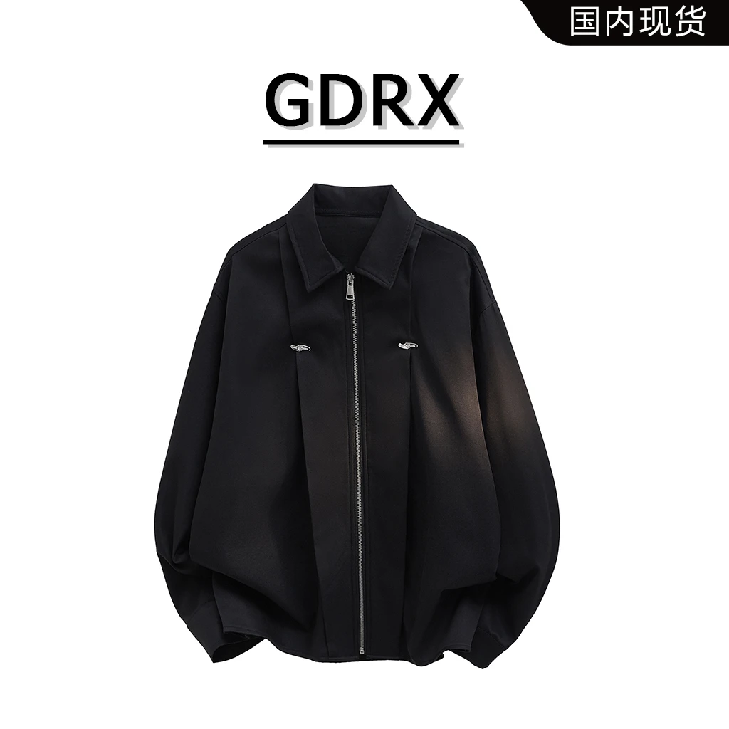 GDRX美式翻领衬衫男款2025秋季新款高级感痞帅设计感衬衣轻奢男装