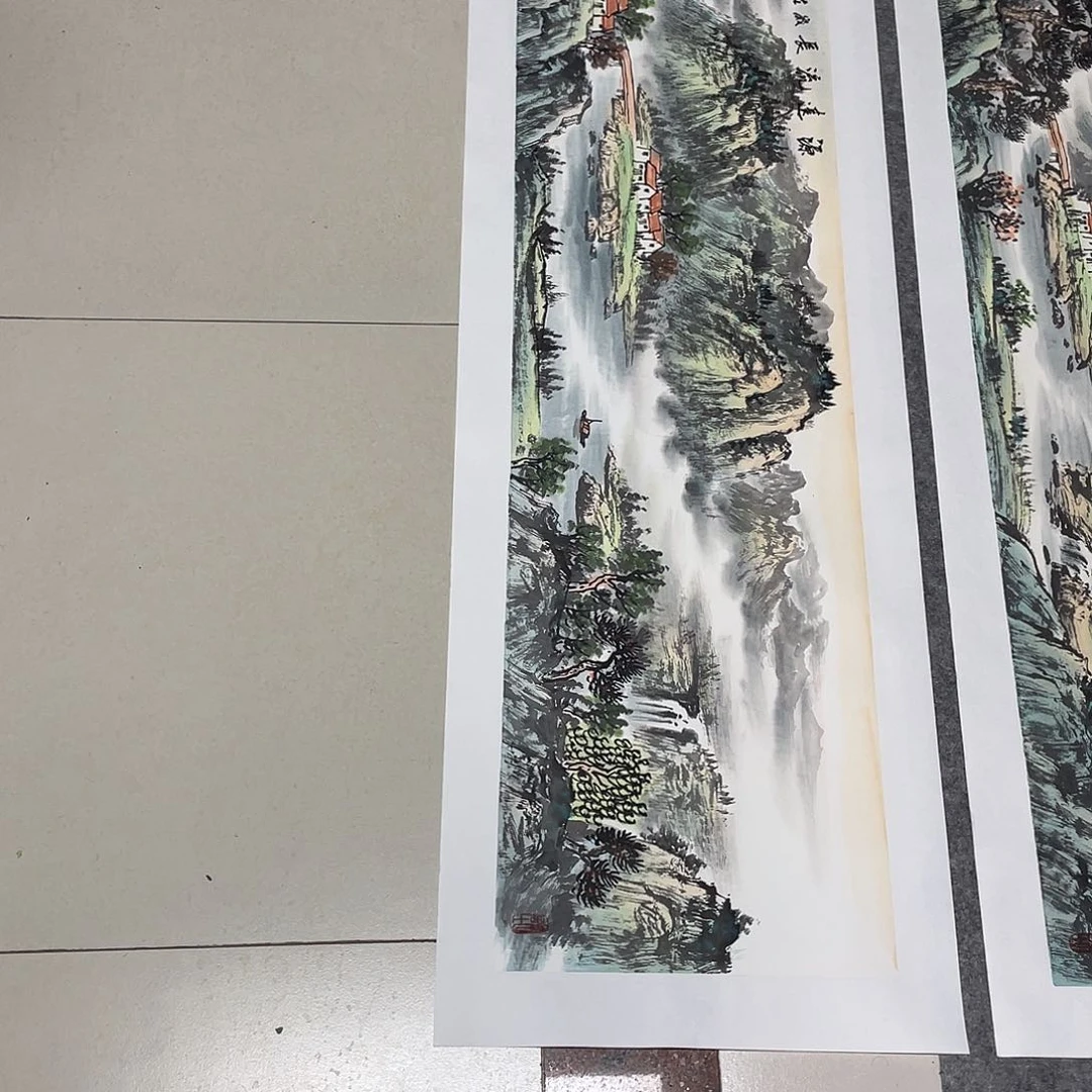 国画韩*四四尺对开画芯 捡漏