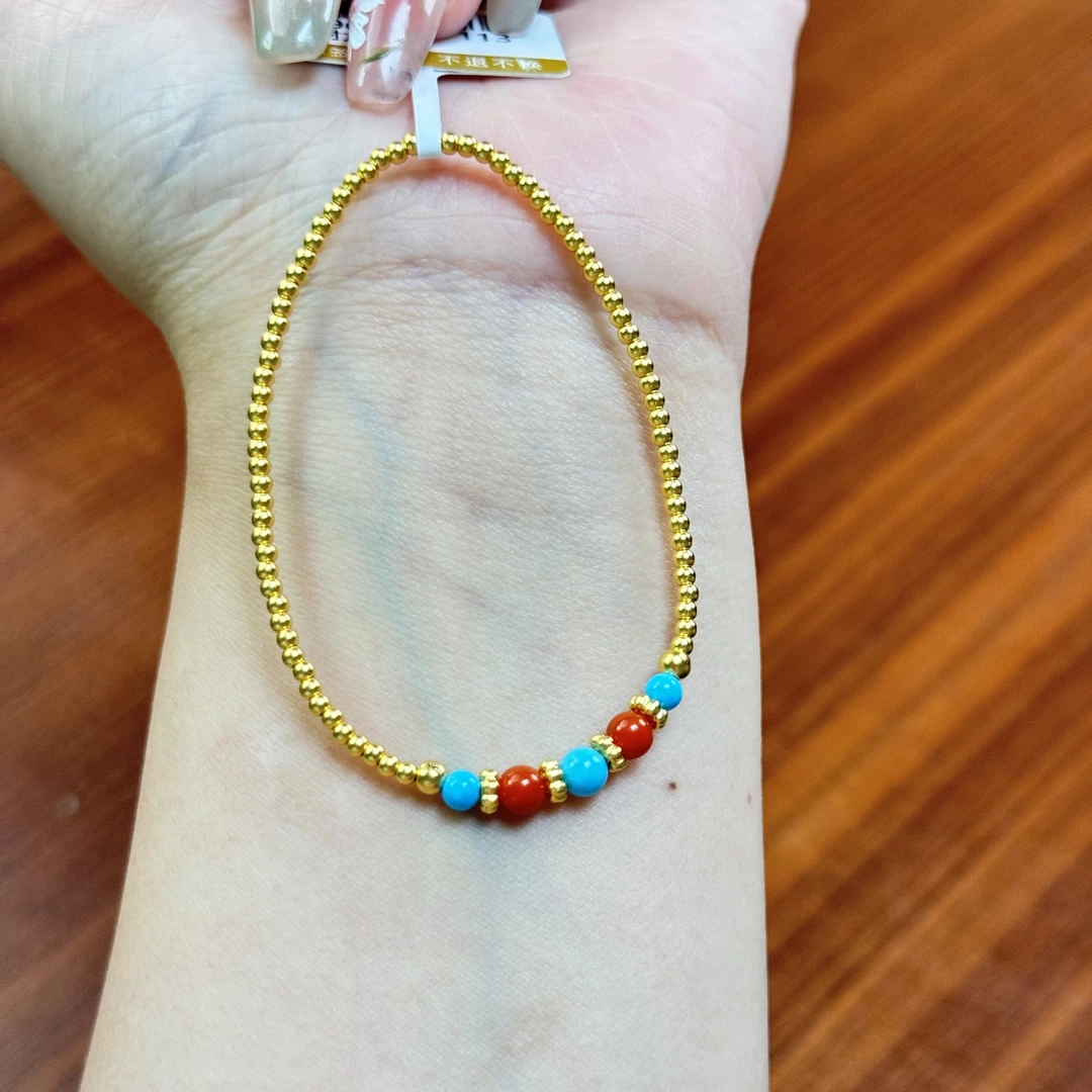 阿敏专属-Y【红蓝单圈小米珠1】 足金999手串(附加88-0)