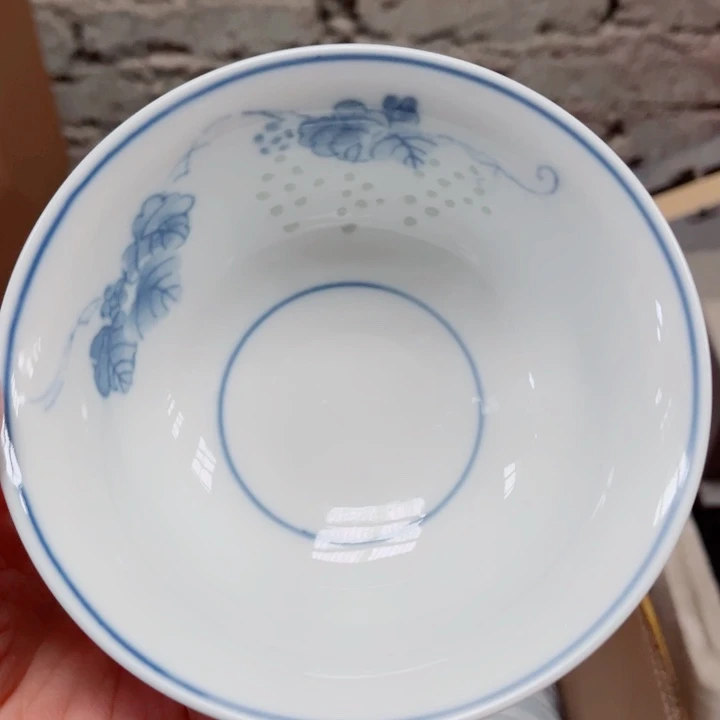 青花玲珑5寸饭碗葡萄