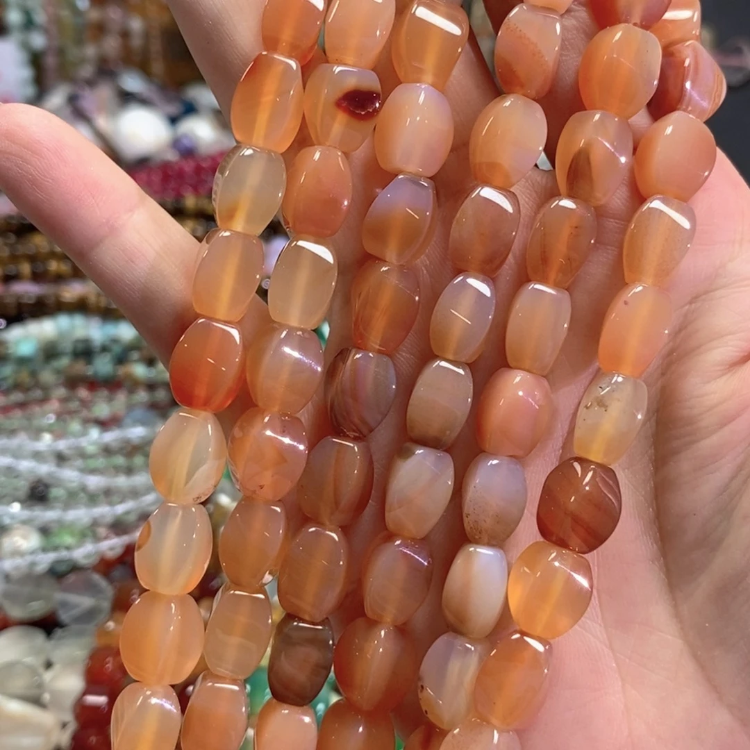 未镶嵌玛瑙/玉髓珠宝半成品玛瑙扭珠一条卡8*12mm