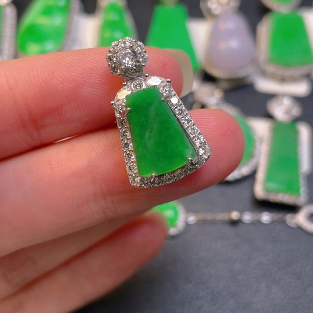 翡翠银S925镶嵌吊坠(不含链)