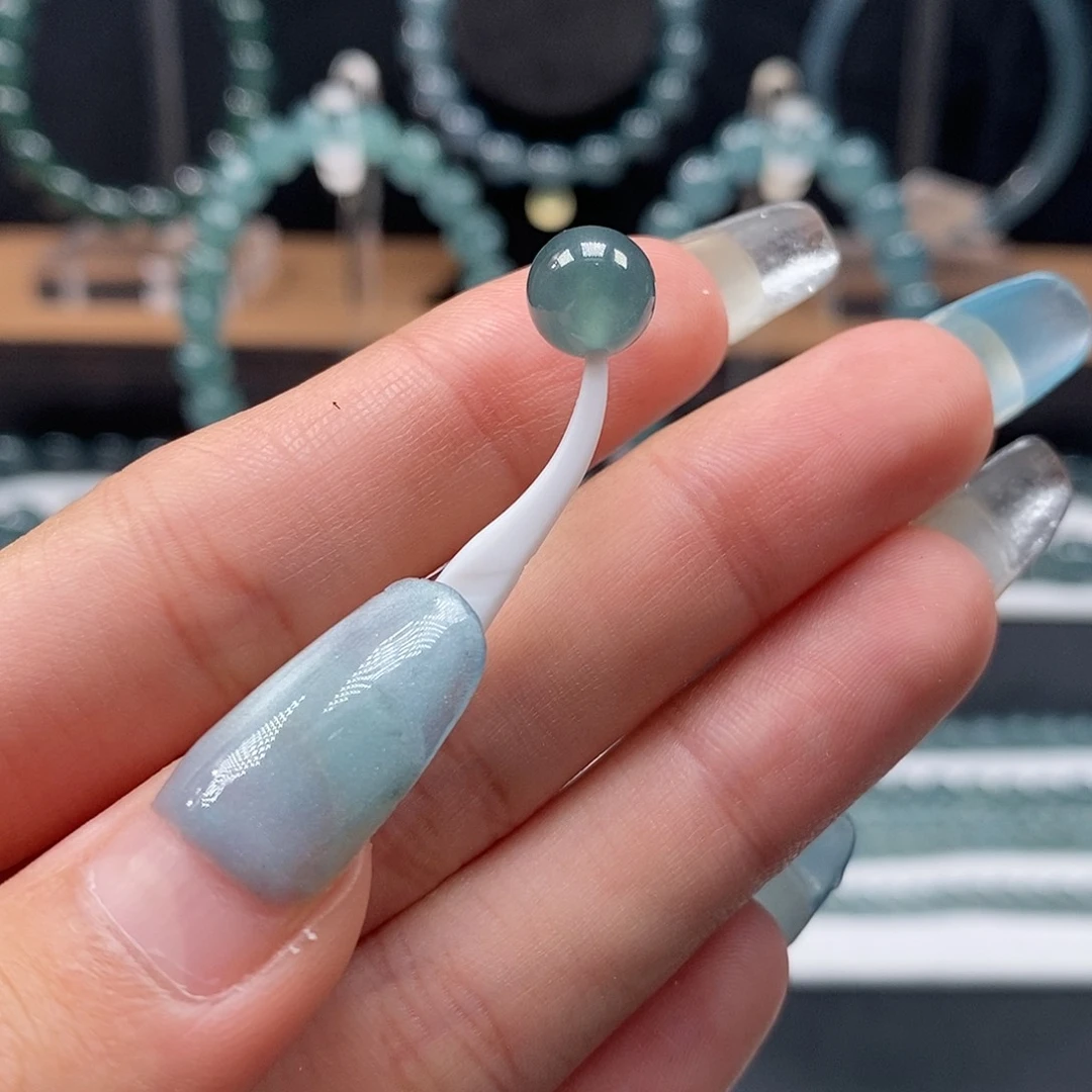 散珠翡翠8mm冰蓝单珠