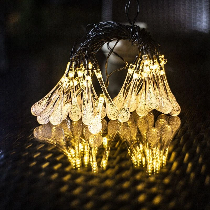 装饰灯太阳能水滴灯氛围装饰节日灯饰庭院花园串灯