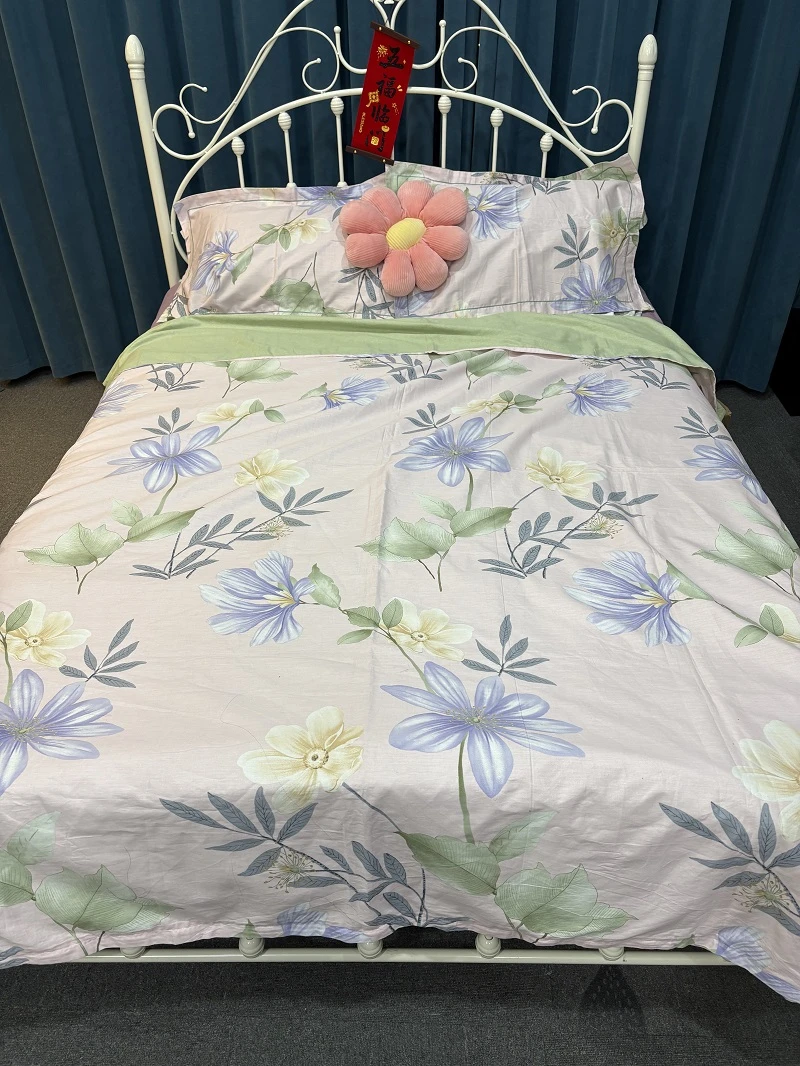 新疆包邮-纯棉四件套小清新印花加厚磨毛学生宿舍家用四件套全