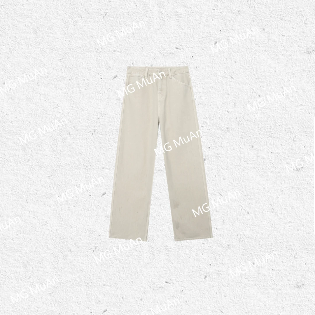 【马克白牛】MUAN定制白色长裤阔腿裤白牛简约高级百搭女F8-1123