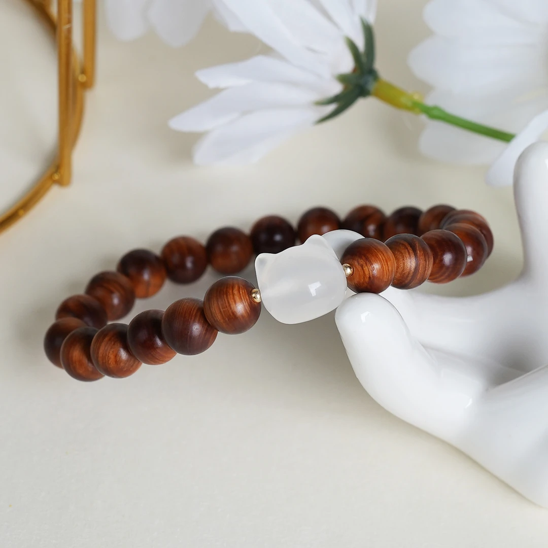 【上新了文玩优选】崖柏0.8搭配玛瑙18k金款单圈手串